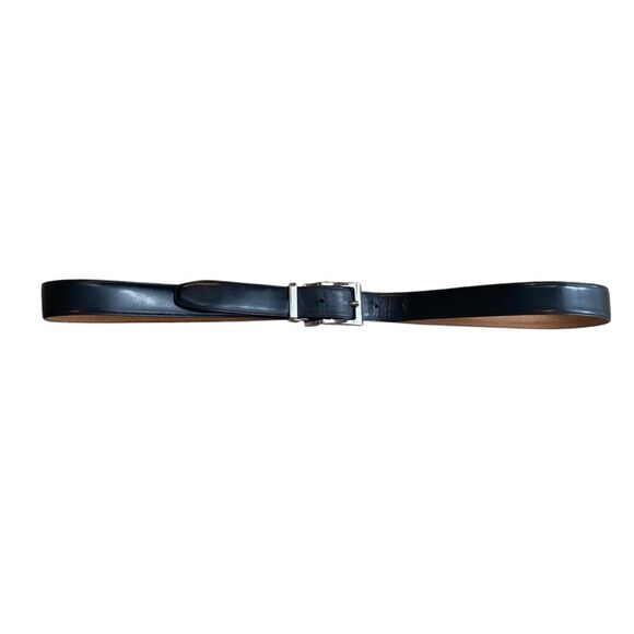 Dolce & Gabbana Women’s Xl Italian Leather Belt Black With Silver Buckle Minimal